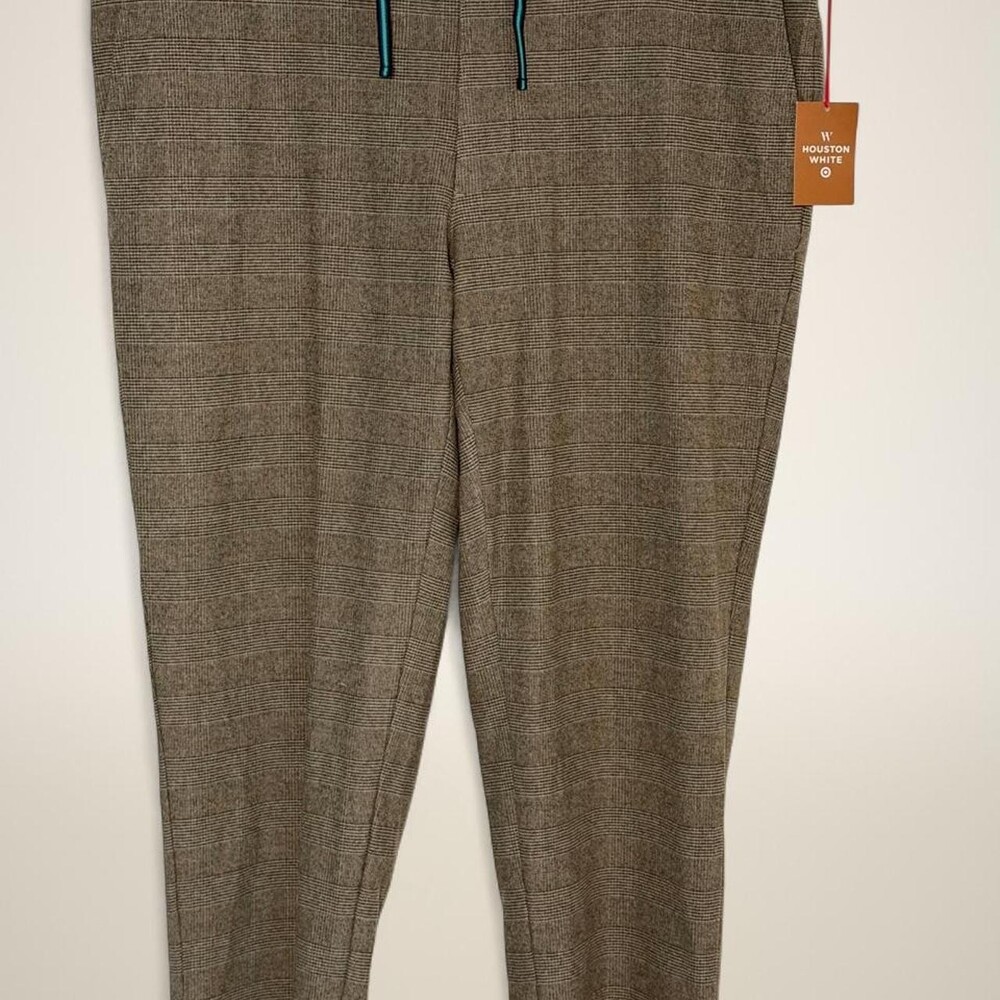 Houston White brown herringbone wool blend pants. Adjustable/elastic waist. New
